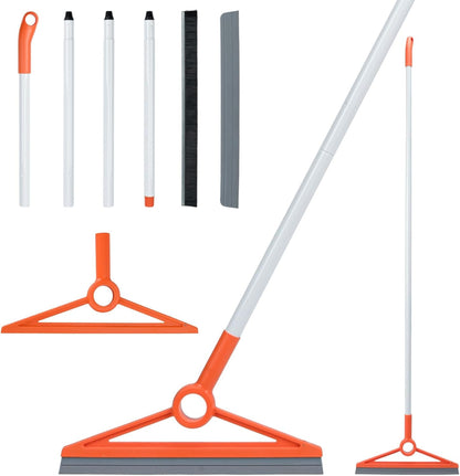 MAVRIZ Air Broom for Dust, Hair, Liquids, Silicone Broom with Removable Rubber Strip and Brooms Bristle, Multifunctional Floor Squeegee for Indoor Cleaning