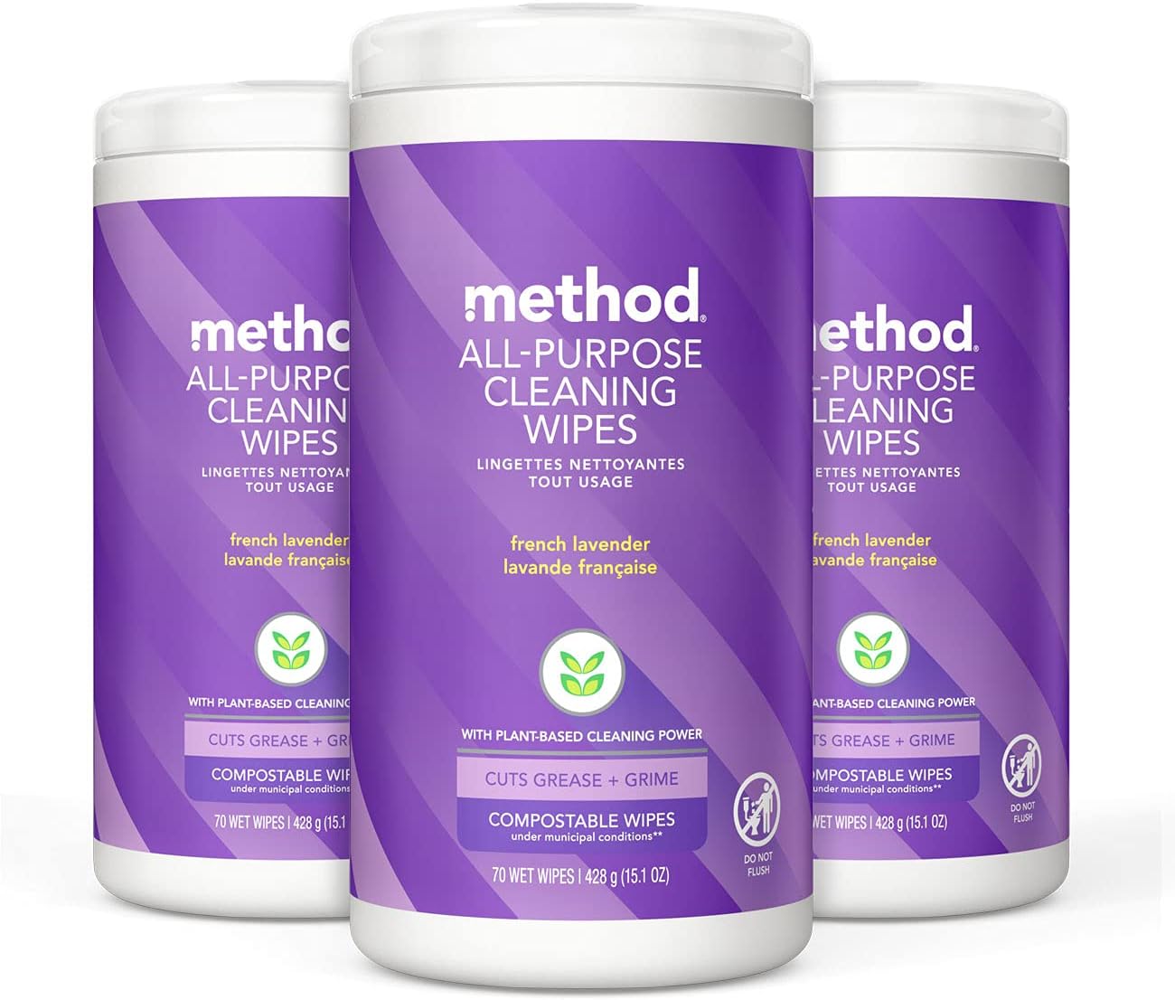 Method All-Purpose Cleaning Wipes, Pink Grapefruit, Multi-Surface, Compostable, 70 Count (Pack of 1)