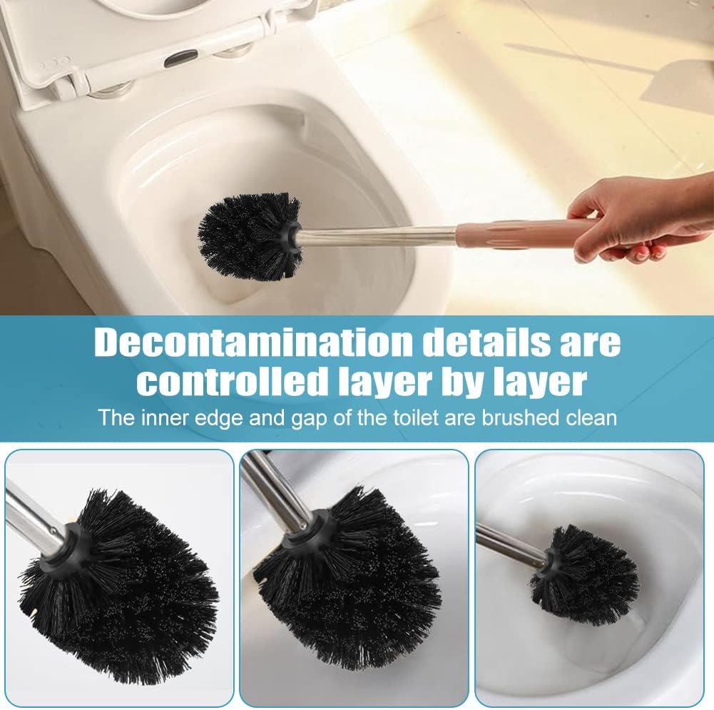 Saycker Toilet Brush Replacement Head Cleaning Tool, 2PCS Toilet Bowl Brush Head with Durable Stiff Bristles Screw-On Design for Bathroom (Black)