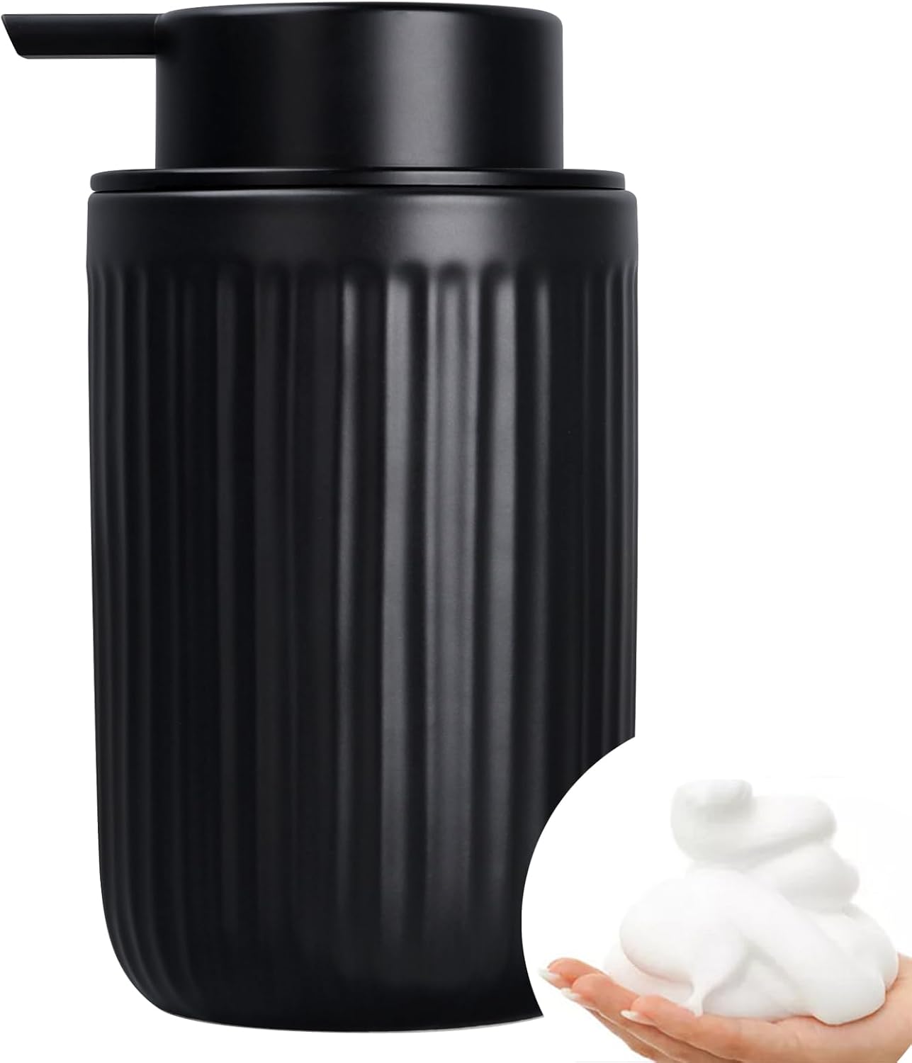 BosilunLife Dish Hand Soap Dispenser - Liquid Pump Soap Dispenser for Bathroom Decro 12oz Ceramic Kitchen Dish Dispenser with Rust-Proof Liquid Pump Modern Refillable Lotion Bottles