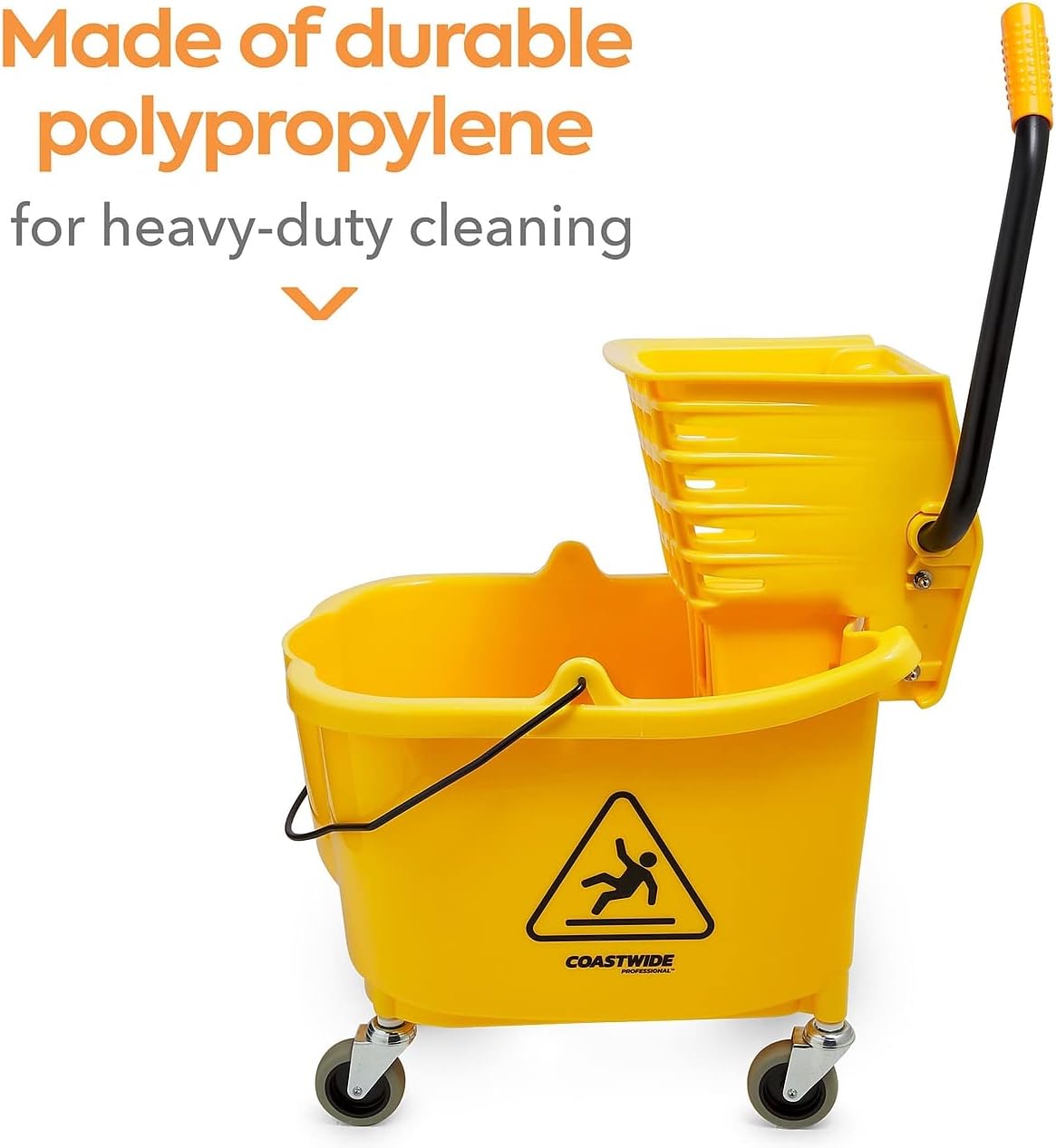 Coastwide Professional Bucket & Side-Press Wringer, 35 Qt., Yellow/Black