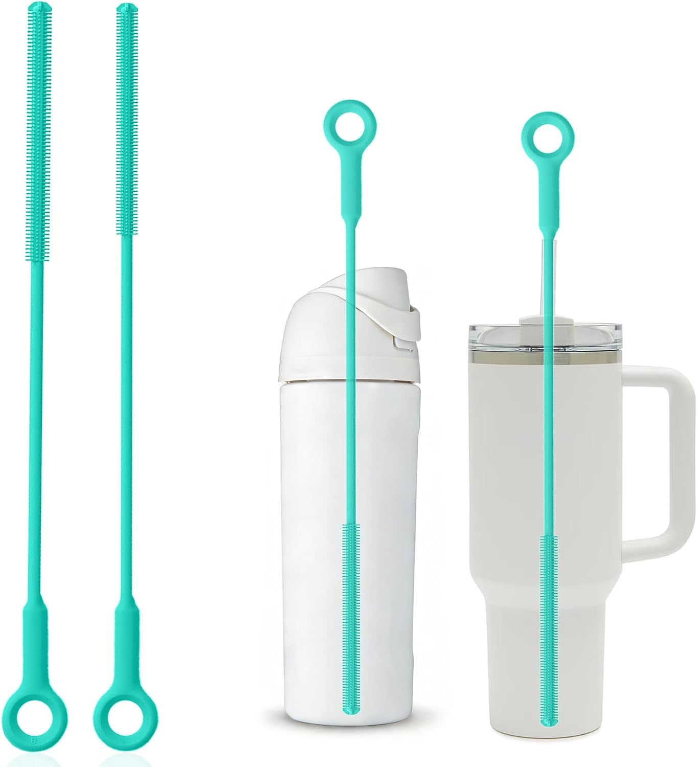 Straw Cleaner Brush Set - Raymeefa Scratch-Free Detail Cleaning for Reusable Straws & Tumblers (Blue)