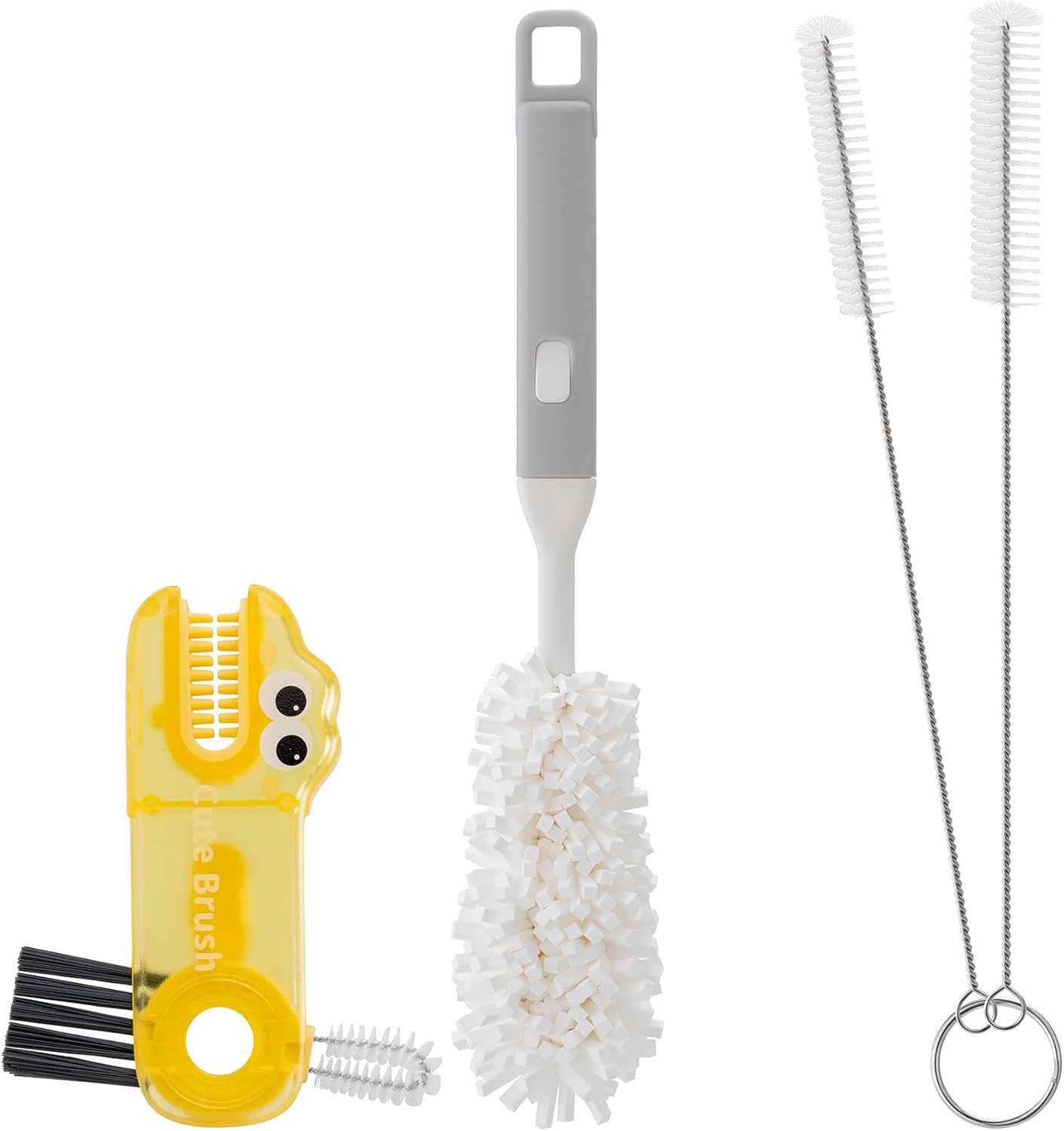 Five-Piece Bottle Brush Cleaning Set Includes 4 Straw Cleaning Brushes and 1 Cup Brush with Detachable Long Handle. Suitable for Cleaning Straws, Glasses, and Water Cups.
