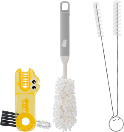 Five-Piece Bottle Brush Cleaning Set Includes 4 Straw Cleaning Brushes and 1 Cup Brush with Detachable Long Handle. Suitable for Cleaning Straws, Glasses, and Water Cups.