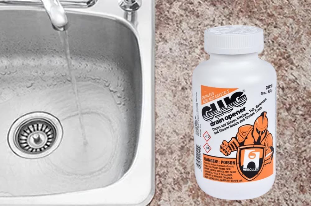 Oatey 20410 Hercules Glug Crystals Drain Opener, 20 oz, 1.3 (Pack of 1)