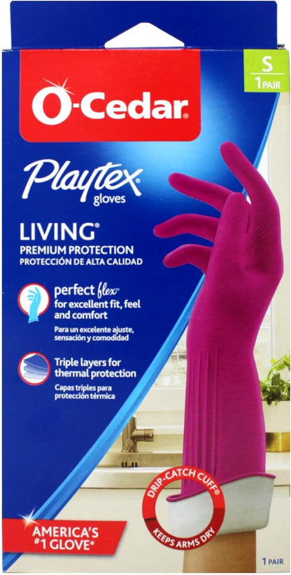 PLAYTEX Living Reuseable Rubber Cleaning Gloves (Small, 1 Pack), Premium Protection Reusable Household Gloves