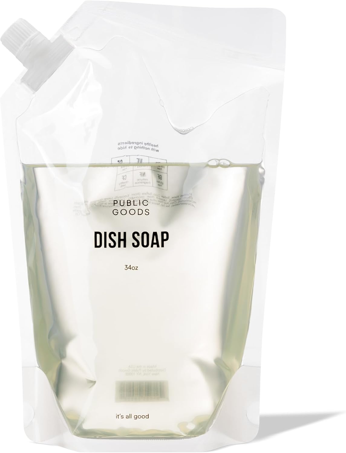 Public Goods Natural Dish Soap | Kitchen Soap | Plant-Based & Vegan Friendly | Clear Dish Detergent Liquid | Concentrated Formula | Made in USA | Mandarin Basil | 16 Fl Oz