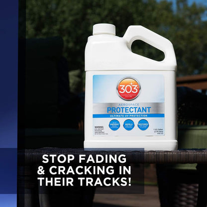 303 Products (30308CSR) UV Protectant Spray for Vinyl, Plastic, Rubber, Fiberglass, Leather & More – Dust and Dirt Repellant - Non-Toxic, Matte Finish, 16 Fl. oz., White