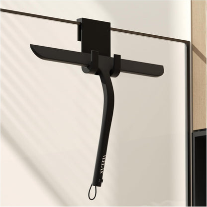 Shower Squeegee for Shower Glass, Bathroom Glass Cleaning Tool with Hook Mount, Squeegee for Glass Doors, Window Cleaning, Tile Shower Walls (White)
