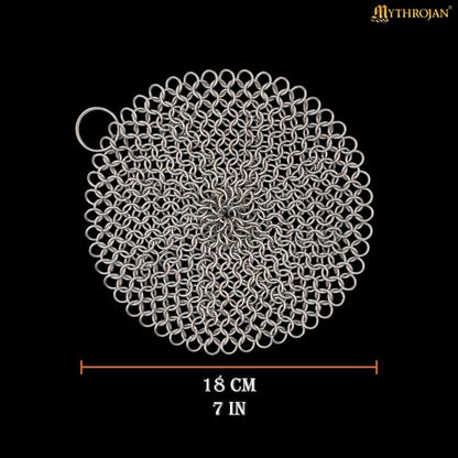 Chainmail Scrubber Cleaner 7.8" x 7.8" Premium 316L Stainless Steel Scrubber for Cast iron Pots,Pan, BBQ Grill, Wok and All Kitchenware Items - Stainless Steel