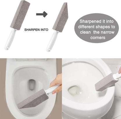 3 Pack Pumice Stone for Toilet Bowl Cleaning with Handle, Scouring Stick Remove Toilet Bowl Hard Water Rings, Calcium Buildup and Rust for Cleaning Toilet, Bathroom, Kitchen Sink, Grill (Gray)