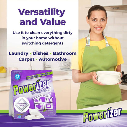 Powerizer Complete Multipurpose Cleaning Pods - Plant and Mineral Based Concentrated Laundry & Dishwasher Detergent | 42 Count | All-in-One Cleaning Solution
