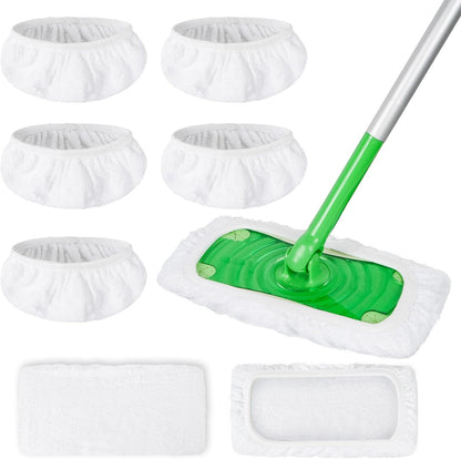 AmaVins 5 Pack Reusable Microfiber Mop Pads Compatible with Swiffer Sweeper Mop, Wet and Dry Flat mop Cover, Washable Mop Pads for Surface/Hardwood Floor Cleaning (Mop is Not Included)
