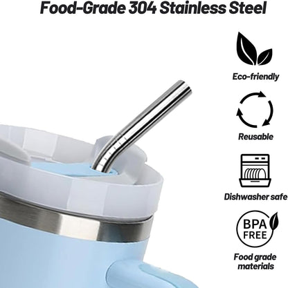 VEHHE Metal Straw Stainless Steel Straws Drinking Reusable Straws 4 Set -10.5" Ultra Long Rainbow Color-Cleaning Brush for 20/30 Oz for Yeti RTIC SIC Ozark Trail Tumblers (2 Straight|2 Bent|1 Brush)