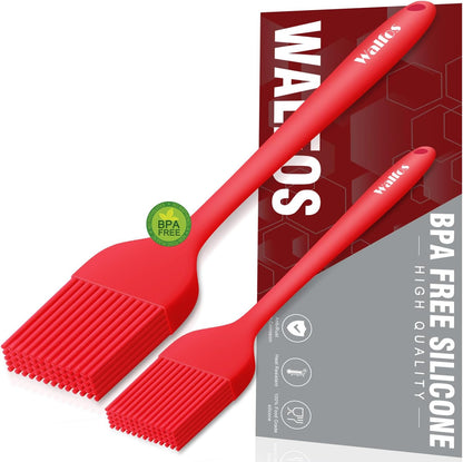 Walfos Silicone Basting Pastry Brush, Heat Resistant Pastry Brush Set, Strong Steel Core and One-Pieces Design, Perfect for BBQ Grill Baking Kitchen Cooking, BPA Free and Dishwasher Safe, 2 Pcs (Blue)