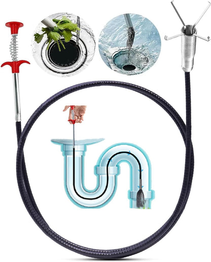 76 Inch Drain Snake Clog Remover, Flexible 4-Claw Grabber Tool,Toilet Sink Shower Bathtub Drain Cleaner for Hair Removal