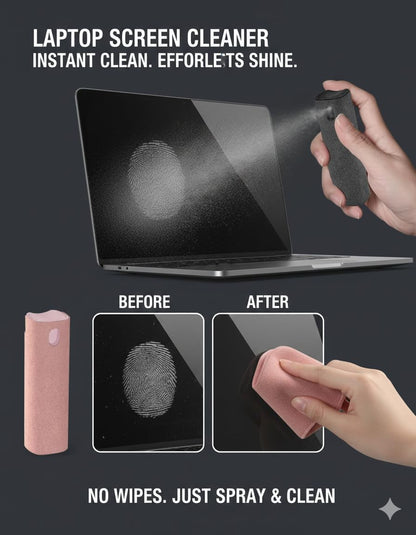 Screen Cleaner Spray and Wipe Touch Screen Cleaner for iPhone iPad Computer Laptop Tablet MacBook Cell Phone Eyeglasses（Pink）