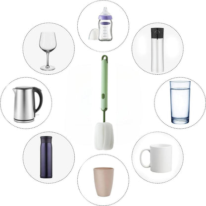 Bottle Brush Long Handle Cup Cleaner Brush Sponge Bottle Scrubber Detachable Handle Portable Sponge Cleaning Brush for Cups Wine Glasses Water Bottles Baby Bottles and Vacuum Flasks(3 PCS)