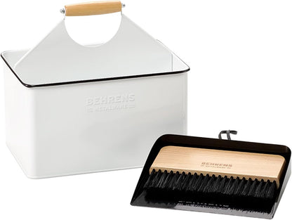 Behrens White Galvanized Dustpan & Brush Set