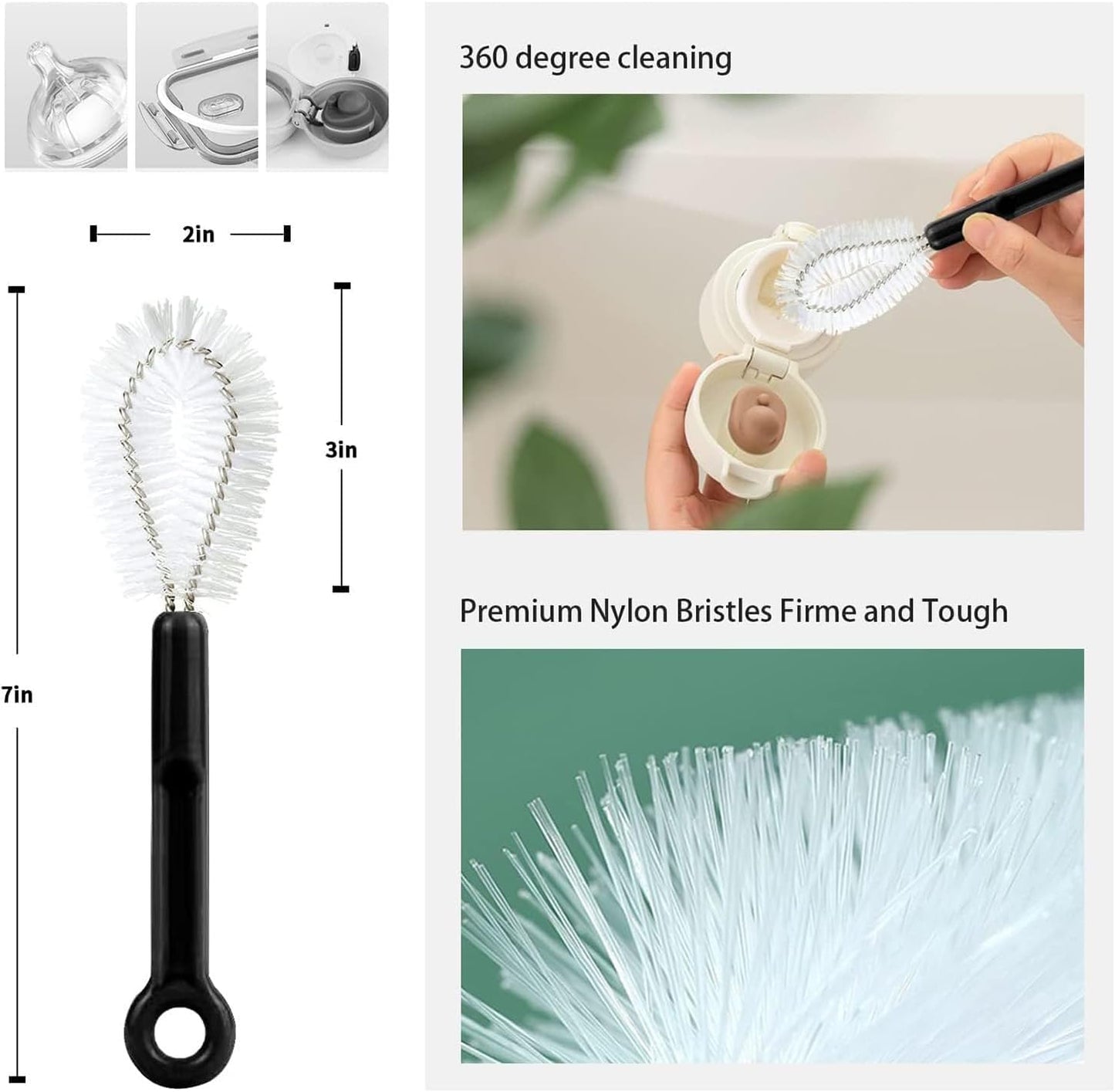 Bottle Brush and Straw Cleaner Brush Set