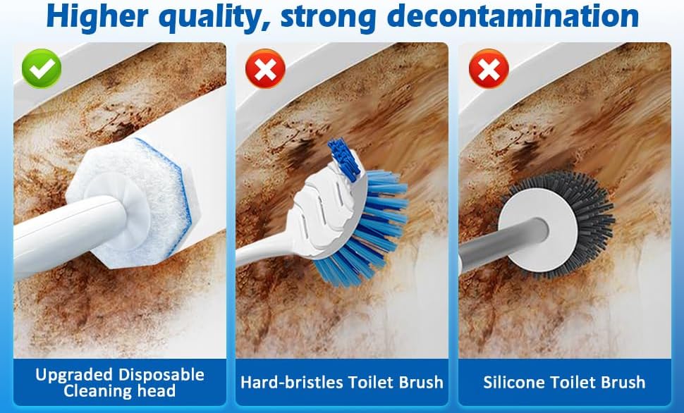 30 Ct Disposable Toilet Wand Refills, Toilet Bowl Cleaner Scrubbing Pads, Unscented Preloaded Refills, Compatible with Most Wand Handles