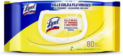 LYSOL Disinfecting Wipes - Lemon & Lime Blossom Flatpack 80 ct. (Pack of 1)