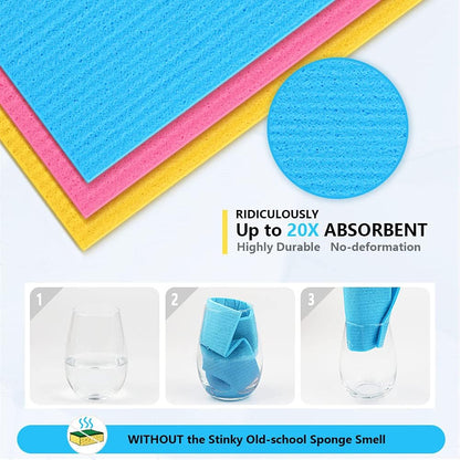 AIDEA Swedish Dishcloths for Kitchen-10PK, Absorbent Sponge Dish Cloth, Dishcloths for Washing Dishes, Reusable Paper Towels Dish Cloths, Swedish Towels for Home, Kitchen, Glass, 7" x 6"