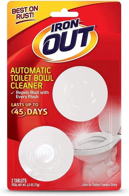 Iron OUT Automatic Toilet Bowl Cleaner Tablets, Helps Remove and Prevent Rust Stains with Every Flush, Lasts up to 45 Days, Made in the USA, 6 Tablets