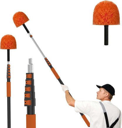LAANPOLE 20FT Cobweb Duster with Extension Pole, Spider Web Brush for Cleaning Extendable, Professional Ceiling and Corner Dusters for Outdoor Indoor Use