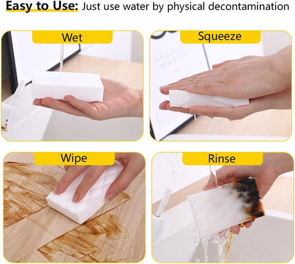 Magic Sponges Eraser,10 Pack Melamine Sponge in Bulk,2X Density,Long Lasting,Cleaning Sponge for Kitchen, Bathroom,Bathtub, Sink,Furniture, Wall Cleaner (White,3.93x2.36x0.79in)
