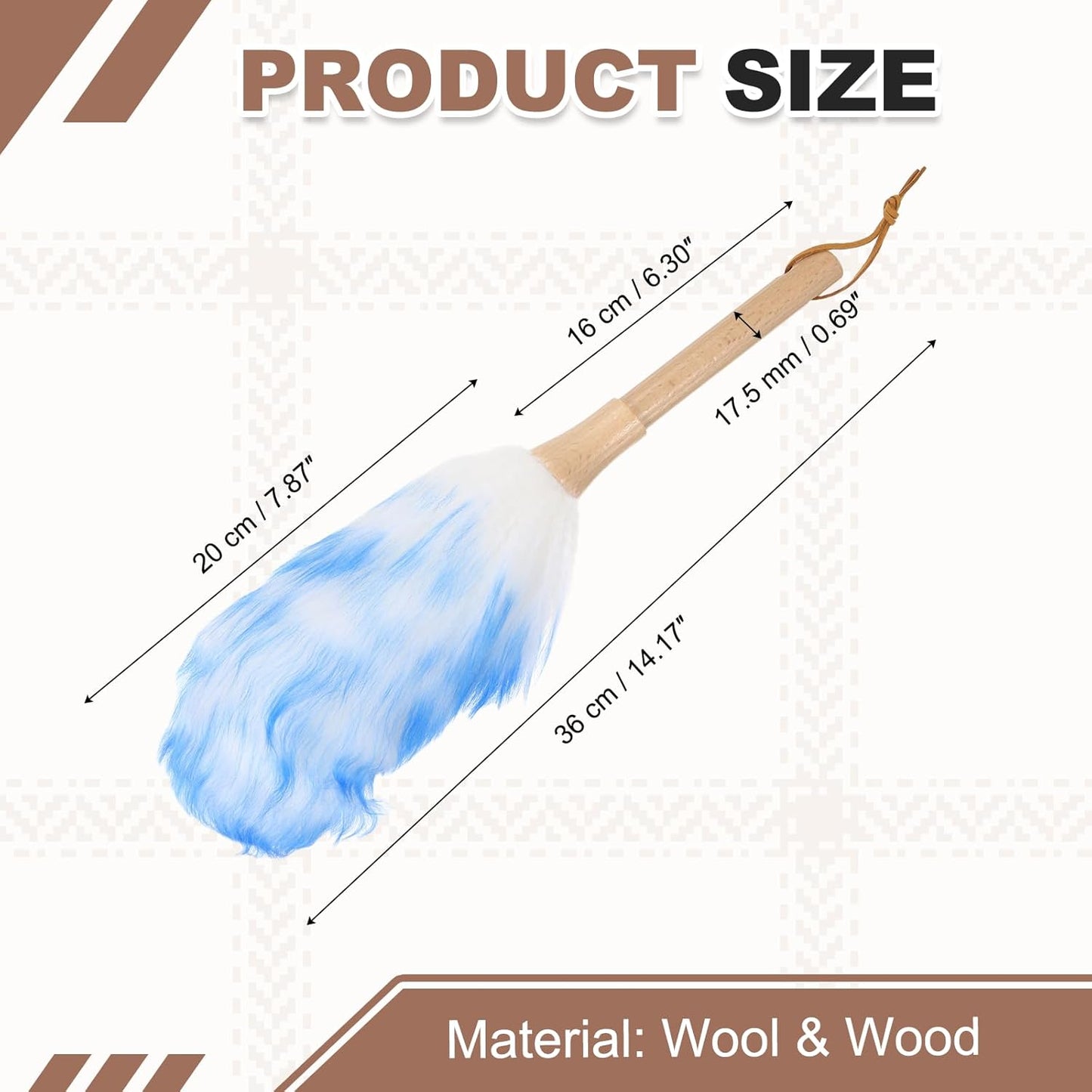 uxcell Wool Duster, 14.2" Natural Feather Cleaner Household Cleaning Duster with Solid Wooden Handle for Cleaning Fans Window Blinds Shelves Furniture, Pink