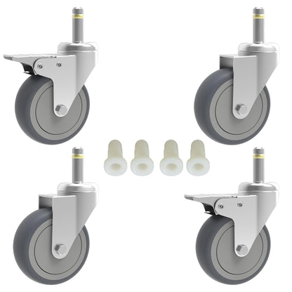 RILIDRI 3-Inch Swivel Stem Caster for Rubbermaid Mop Bucket Utility Cart, 7/16-Inch Stem Diameter Rubber Wheel Set of 4, Heavy Duty TPR Weber Grills Shop Vac Replacement Wheels