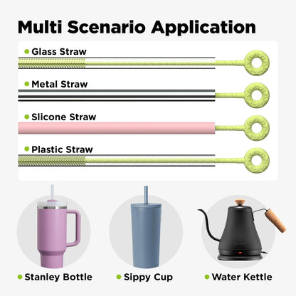 2 Pcs Silicone Straw Cleaner Brush, Extra Long Cleaning Brushes for Straws, 6mm&9mm, Blue