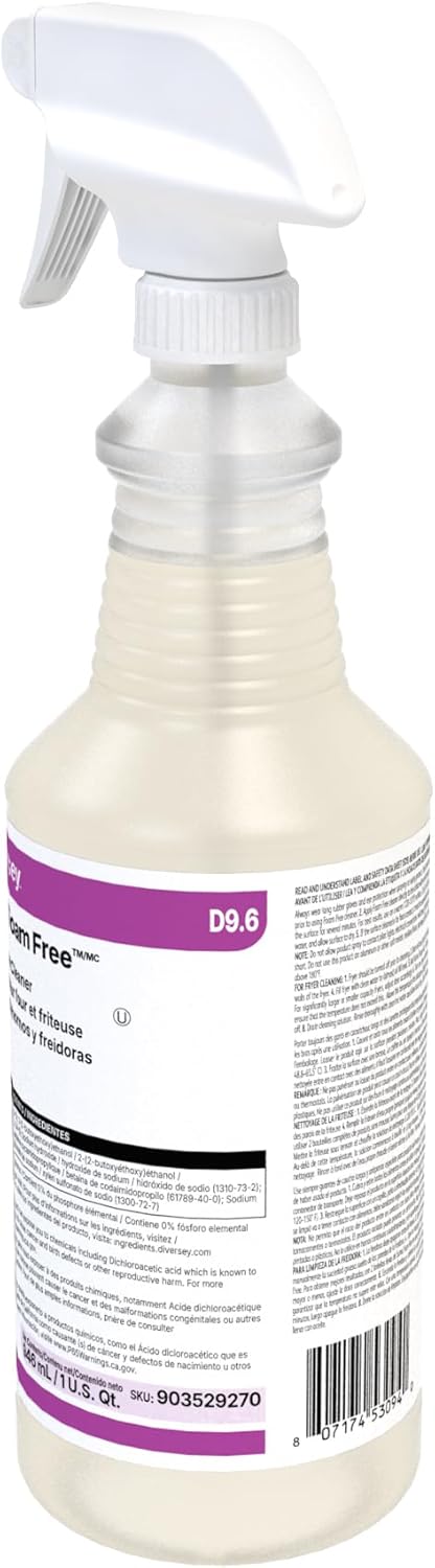 Diversey 903529270 Suma Foam Free Liquid Oven & Fryer Cleaner, Degreaser for Oven, Grill & Range Hood, Ready-to-Use Spray, 32-Ounce