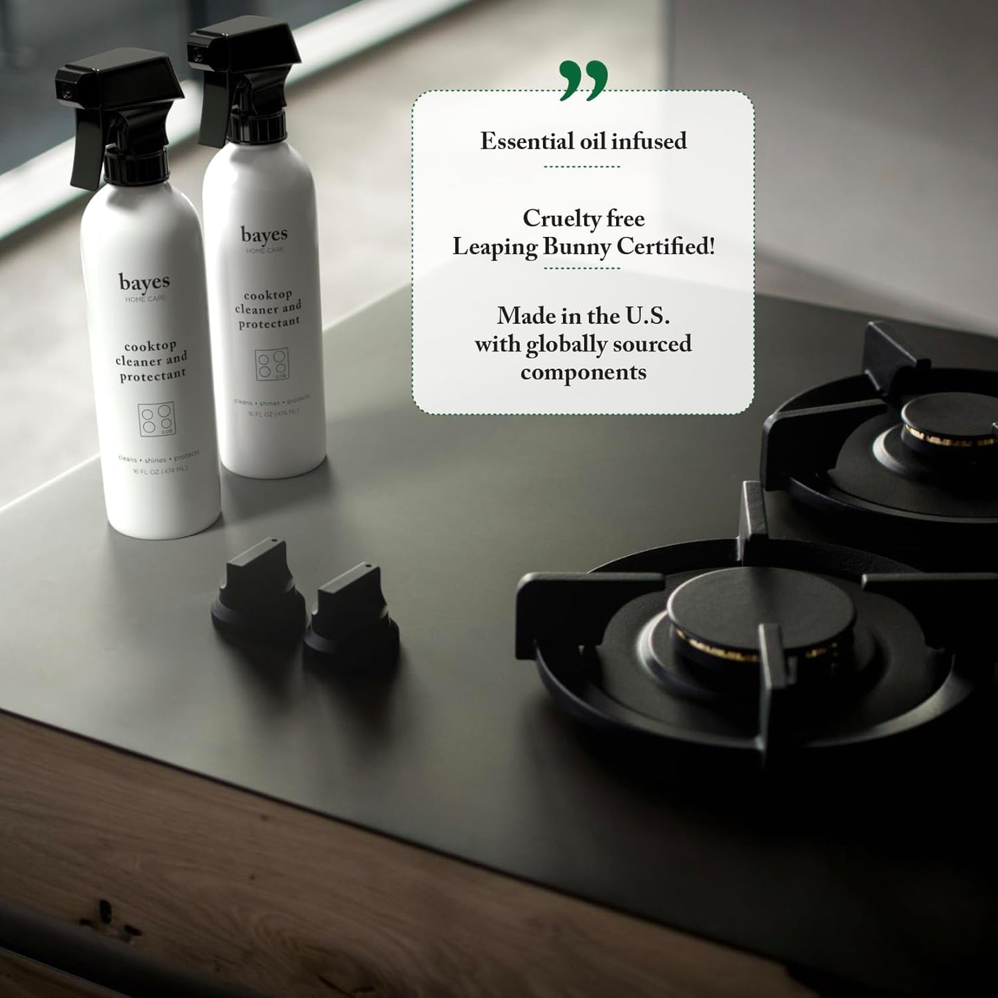 Bayes Cooktop Cleaner and Protectant for Daily Use - Cleans, Shines and Protects Ceramic Glass and Enamel Cooktops - For Fingerprints, Grease, Residue, and Smudges - 16 oz