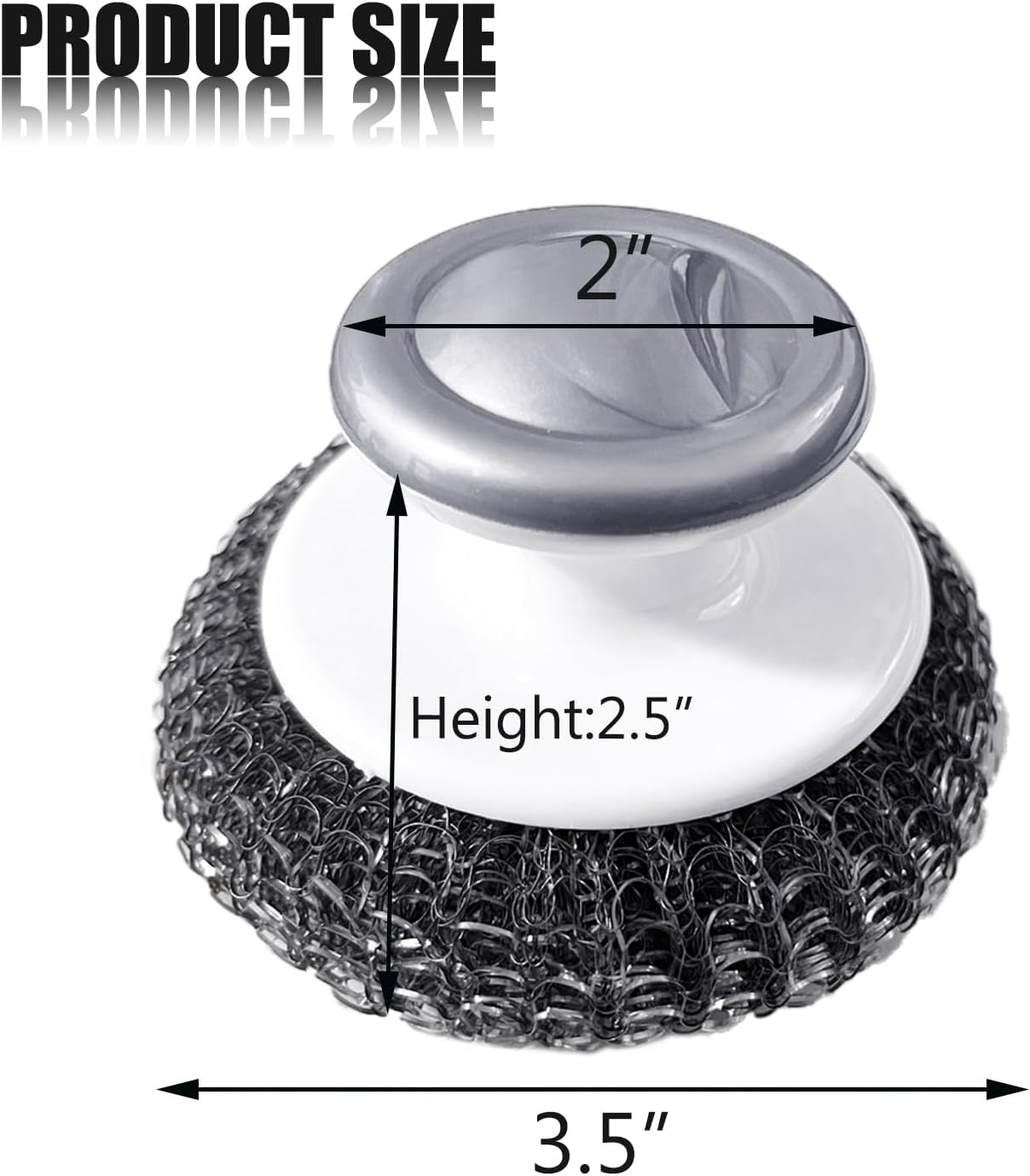 Stainless Steel Wool Scrubber with Handle, Heavy Duty Dish Scrubber, Steel Brush for Cleaning Pots, Pans, Grills, Sink (4 Pack)