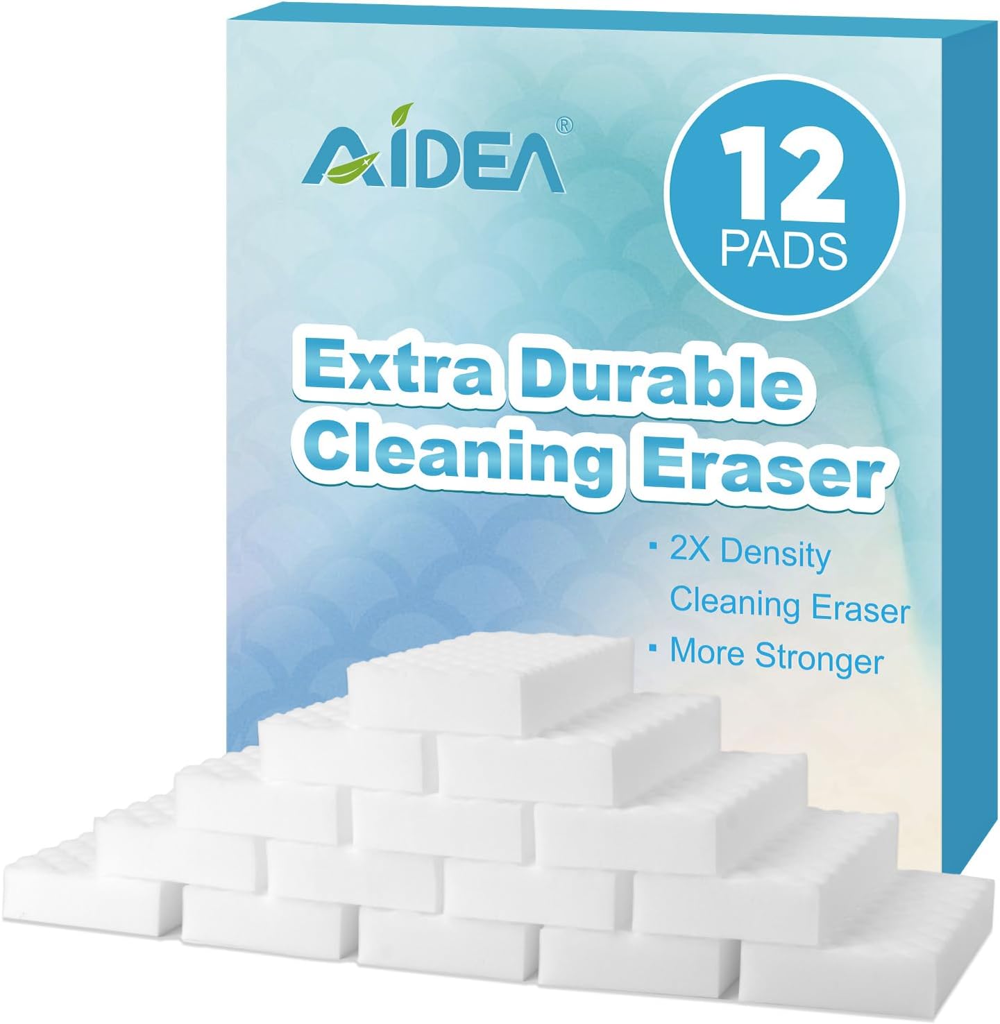 AIDEA Magic Sponges Cleaning Eraser, 2X Density Stronger Sponge for Household, Powerful Scrubber Foam Pads, Multi-Surface Cleaning Supplies for Kitchen, Furniture, Bathroom, Sink, Wall, 48 Pads