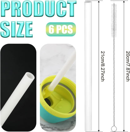 6pcs Replacement Straws for Owala Freesip 24/32oz, Reusable Plastic Straws with Cleaning Brush Tumbler Accessories Parts for Owala Flip 24/32oz Stainless Steel Insulated Water Bottle