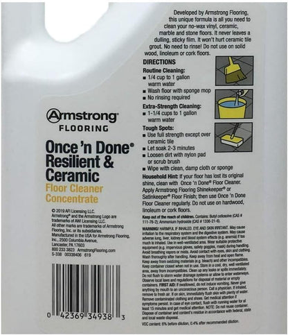Armstrong S-337 Once'n Done Resilient & Ceramic Cleaner Refill Ready to Use 64 oz