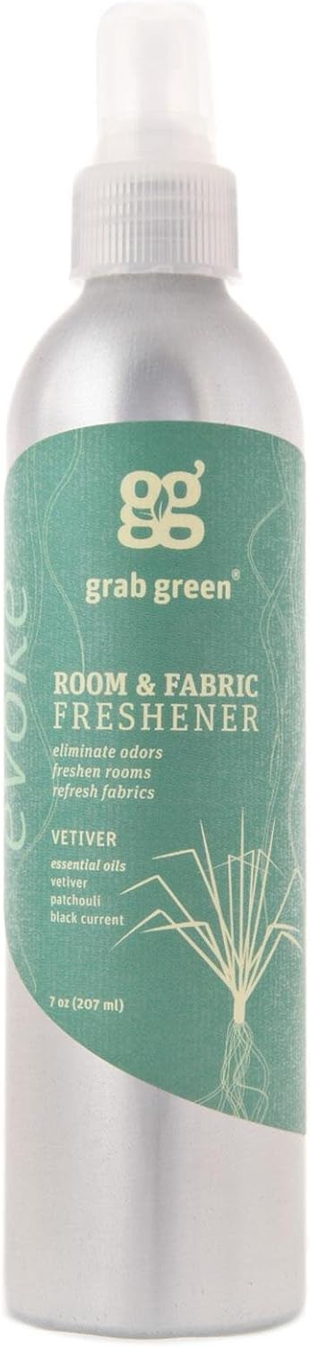 Grab Green Room and Fabric Freshener, 7 Ounce (Pack of 3), Vetiver Scent, Plant and Mineral Based, Eliminates Odors, Freshens Rooms, Refreshes Fabrics
