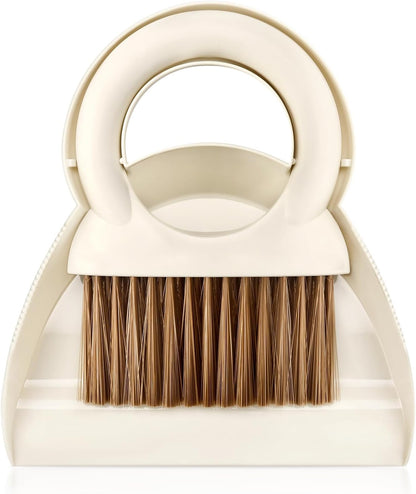 Mini Broom and Dustpan Set,Small Broom and Dustpan Set for Kitchen Countertops, Desks, Keyboard, Camping, Hand Brooms for Car Seats, Pet Litter-White