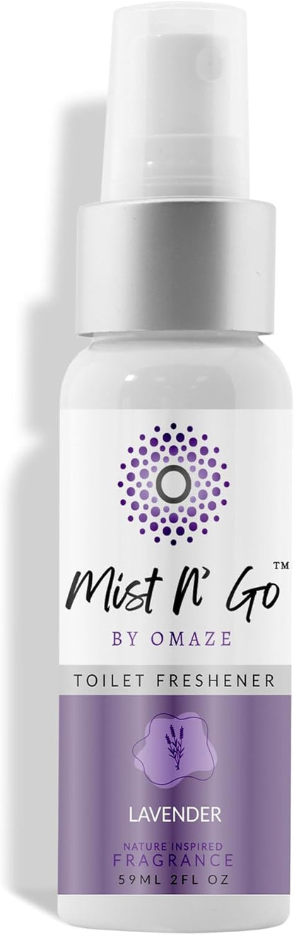 Mist N’ Go by Omaze Travel Bathroom Spray for Toilet Spray Odor Eliminator - Travel Toilet Spray for Bathroom Air Freshener Spray for Bathroom Deodorizer - Clean Mix, Travel Size (1oz x2)