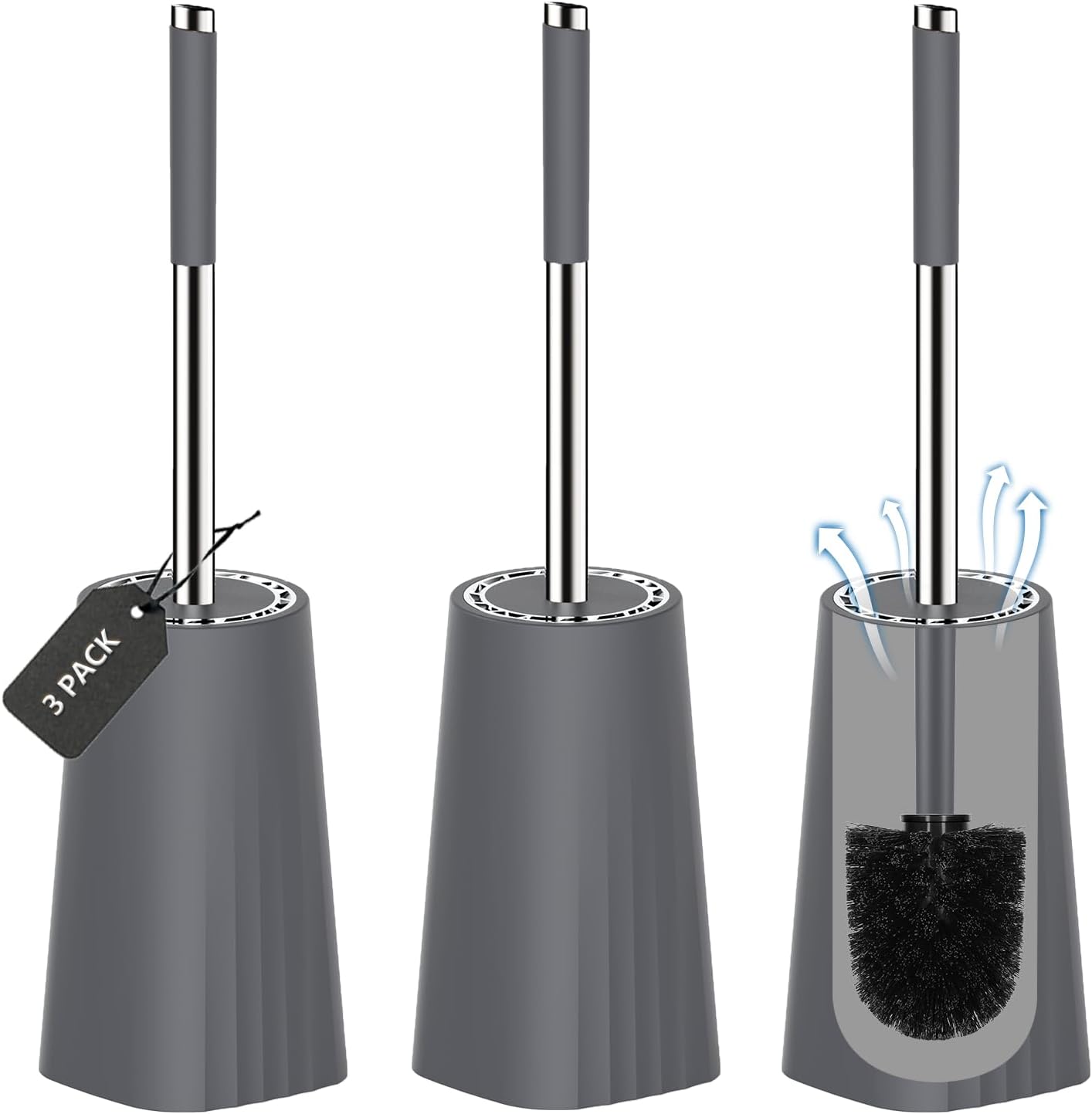 SetSail Toilet Brush, Compact Size Toilet Bowl Brush and Holder Toilet Brushes for Bathroom with Stainless Steel Handle Toilet Cleaner Brush with Durable Scrubbing Bristles, Splash-Proof