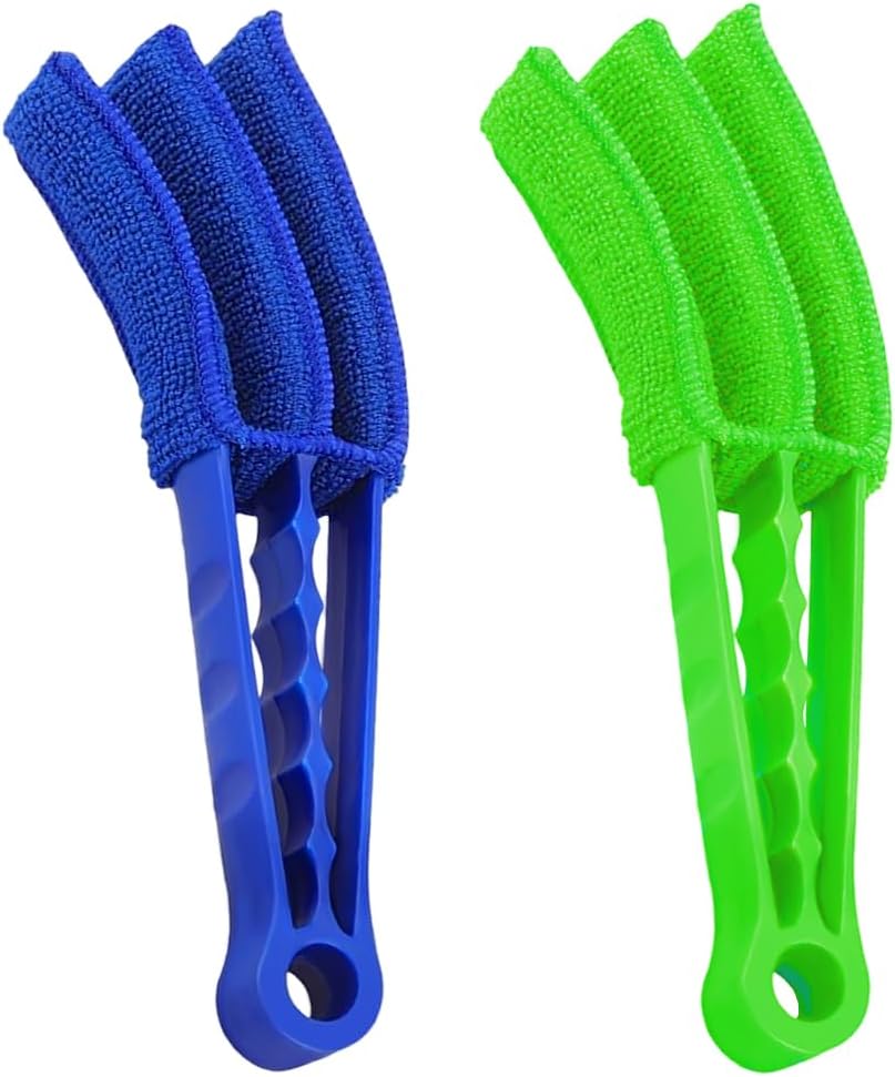 DXNQ 2 PCS Blind Cleaner Duster Tool, Window Venetian Hand-held 7 Finger Dusting Cleaner Brush, Blinds Cleaning Brush Tool for Window Shutters Air Conditioner, Car Accessories (Orange+Yellow)