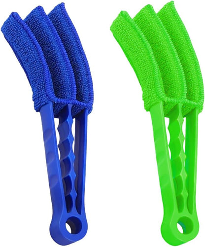 DXNQ 2 PCS Blind Cleaner Duster Tool, Window Venetian Hand-held 7 Finger Dusting Cleaner Brush, Blinds Cleaning Brush Tool for Window Shutters Air Conditioner, Car Accessories (Orange+Yellow)