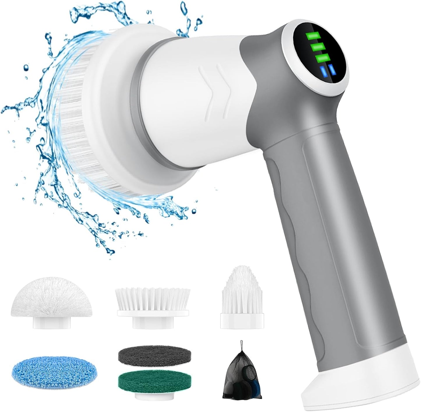 DAESUNG Electric Spin Scrubber, Cordless Power Scrubber & Electric Cleaning Brush with 7 Replaceable Heads, Dual Speed IPX7 Waterproof Handheld Scrubber for Bathroom, Shower & Tile Cleaning