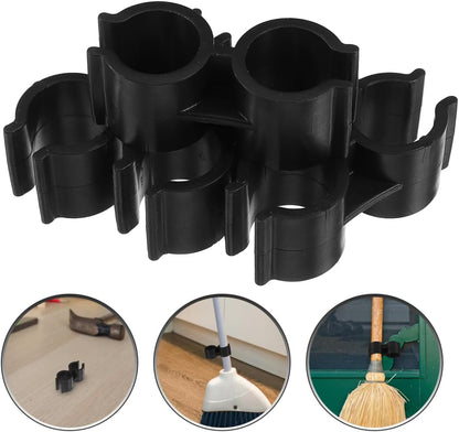 PRETYZOOM Double Pipe Clamp Dustpan Broom Connector Clip for 0.7-0.8 Inch Diameter Brooms and Dustpans Easy Installation Space Saving Cleaning Tool Organizer