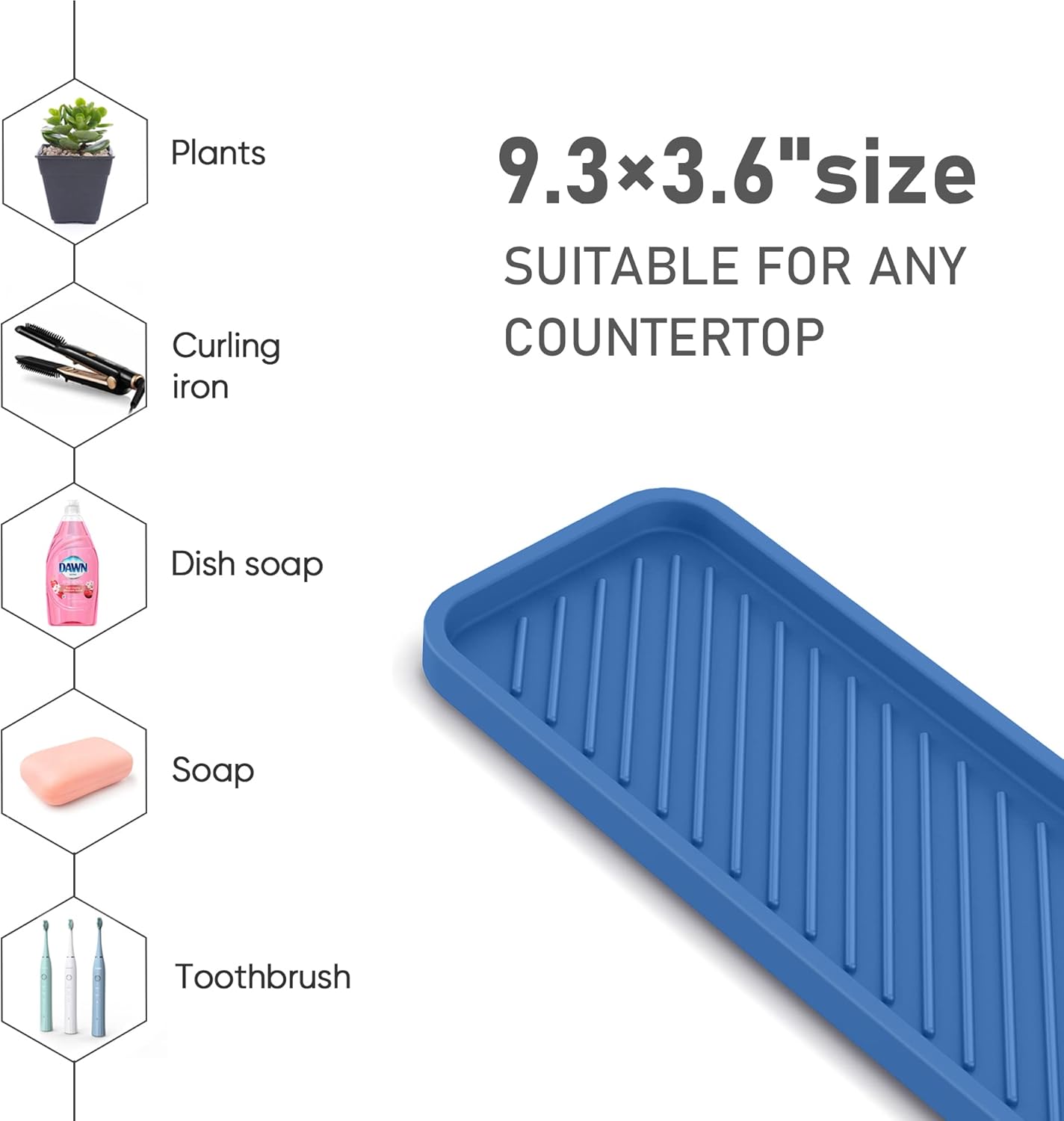 EG-SIPRO Silicone Sponge Holder, Kitchen Sink Organizer Tray, Sponge Caddy for Bathroom Counter, Dish Soap Holder, Scouring Pad