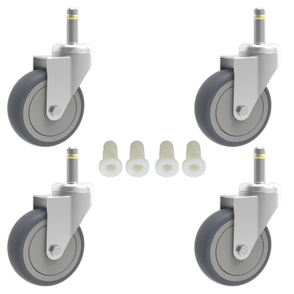 RILIDRI 3-Inch Swivel Stem Caster for Rubbermaid Mop Bucket Utility Cart, 7/16-Inch Stem Diameter Rubber Wheel Set of 4, Heavy Duty TPR Weber Grills Shop Vac Replacement Wheels
