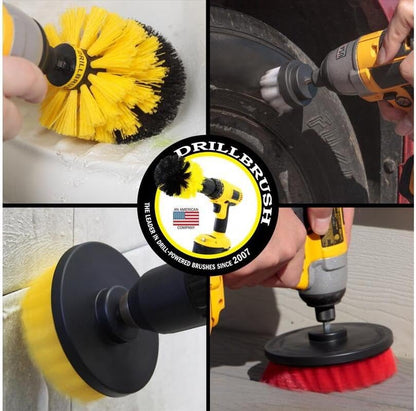 Nylon Drill Brush Attachment Set for Bathroom Cleaning - Power Scrubber Brush Kit for Bathtub, Shower, Tile, and Grout - All-Purpose Household Cleaning Brushes for Drill - Electric Grout Cleaner Kit